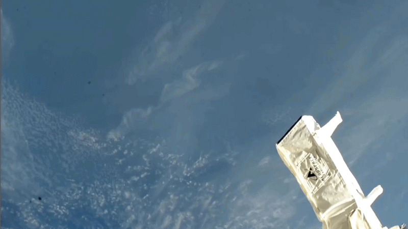 LionCub CubeSat deployment against the sky