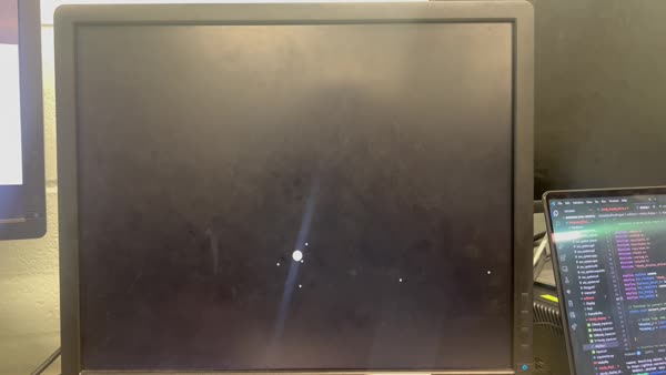 N-body simulation displayed on a monitor
